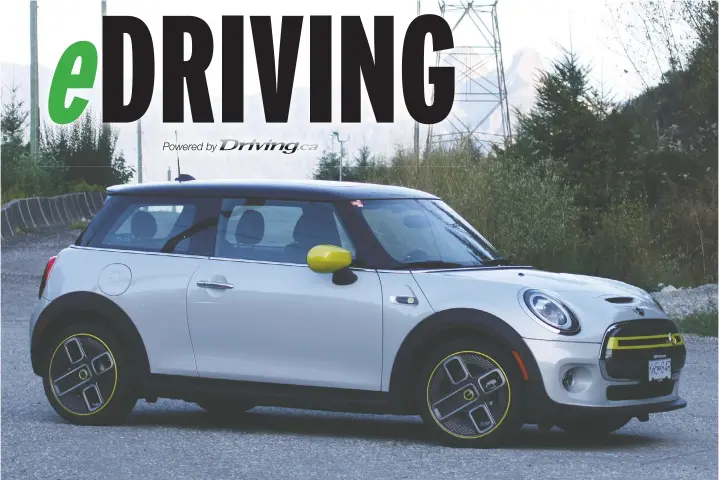  ?? ANDREW MCCREDIE ?? The 2021 Mini Cooper SE offers a first-rate driving experience and features a low centre of gravity so the car really sticks to the road, even when cornering.