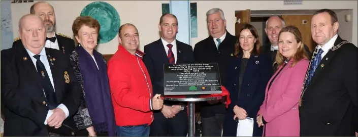  ??  ?? Noel Franklin, Anthony Nolan, Cllr Kathleen Codd-Nolan, Cllr John O’Rourke, Minister Paul Kehoe, Cllr Paddy Kavanagh, Liz Hore, Fr Odhran Furlong, Rev Nicola Halford and Cllr Willie Kavanagh.