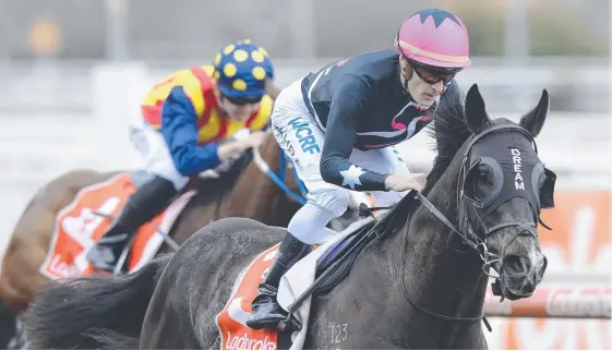  ?? Picture: AAP IMAGE ?? Winter carnival visitor Mr Sneaky wins at Caulfield.