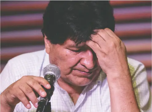  ?? Ricardo Ceppi / Gett y Imag es ?? Former Bolivian president Evo Morales can return to his homeland from exile in Argentina,
but he will not be offered a job in the government, says incoming president Luis Arce.