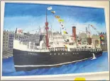  ??  ?? RIGHT: This is a painting of the SS Caribou by Paula Verschuren which hangs on the wall in the North Sydney Centennial Library.
