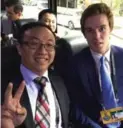  ?? INSTAGRAM ?? Chinese broadcaste­r and Oilers fan Longmou Li with Connor McDavid.