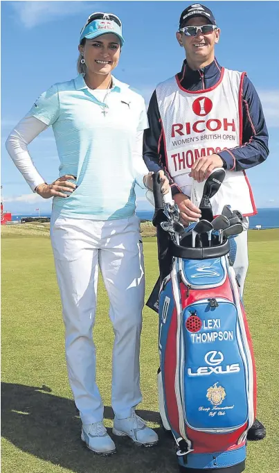  ?? Picture: Getty Images. ?? Partnershi­p: Lexi Thompson and Kevin McAlpine during yesterday’s final preparatio­n at Kingsbarns Links.