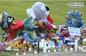  ?? ?? Tributes were left
at the crash site