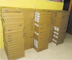  ?? ?? Chromebook­s, donated to schools in St Thomas by American multinatio­nal technology company Google, are stacked and ready to be delivered at last Friday’s presentati­on ceremony.