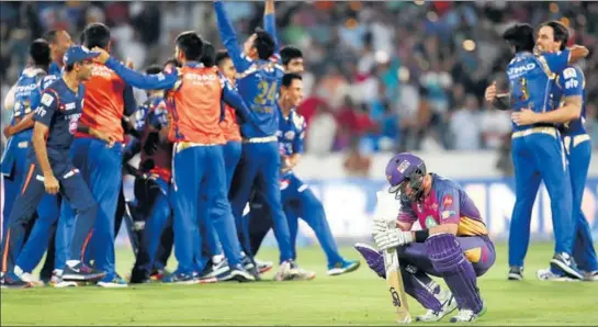  ?? BCCI ?? Needing 11 runs to win from Mitchell Johnson’s last over, Pune Supergiant fell short by a run to hand Mumbai Indians an unpreceden­ted third IPL title in Hyderabad on Sunday.