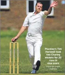  ?? Picture: Gary Browne FM4815224 ?? Pluckley’s Tim Horswell took two Charing wickets for 32 runs in nine overs