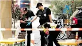  ?? DPA-BILD: KARMANN ?? Ermittler arbeiten am Tatort des Bombenansc­hlags in Ansbach.