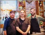  ?? ALIAH KIMBRO — THE MORNING JOURNAL ?? Moosehead BBQ Grill owners Joshua P. Hogan, Scott Hagg and Josh Hagg took ownership over a year ago.