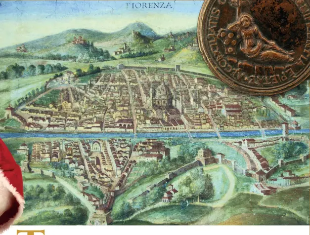  ??  ?? ABOVE The Medici family shaped the history of Florence, depicted here in the 16th century
ABOVE-INSET A bronze casting of the personific­ation of Florence leaning on a Medici shield