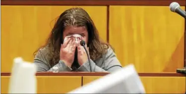  ?? PATRICK RAYCRAFT — HARTFORD COURANT/POOL ?? “Just tell everyone I’m sorry,” testifies Denise Moreno, the mother of Tony Moreno, about what her son told her when he called her from the Arrigoni Bridge in Middletown on July 5, 2015.