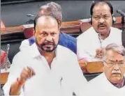  ?? PTI ?? Shiv Sena MP Anandrao Adsul addresses the Lok Sabha in New Delhi on Thursday.