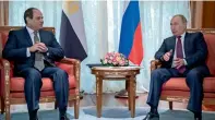  ?? AP ?? President Sisi during a meeting with his Russian counterpar­t Vladimir Putin in Sochi, Russia, on Wednesday. —