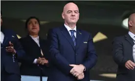  ?? Photograph: Dylan Martinez/Reuters ?? Gianni Infantino at the Japan v Costa Rica game on Sunday.