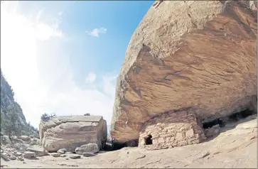  ?? RICK BOWMER — THE ASSOCIATED PRESS ?? The “House on Fire” ruins are shown in Mule Canyon in 2016, near Blanding, Utah. President Joe Biden announced Friday he is expanding two sprawling national monuments in Utah, including the area containing the “House on Fire.”