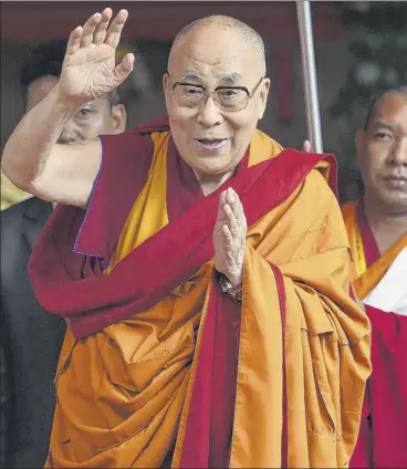  ?? Money Sharma/afp/getty Images ?? The Dalai Lama, 83, has been the face of Tibet’s nonviolent struggle against China since 1959.