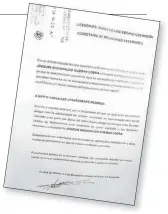  ?? ESPECIAL ?? Documento que la defensa de Guzmán entregó en la cancillerí­a.