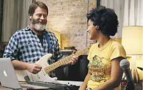  ?? SONY ?? Nick Offerman has some growing up to do in Hearts Beat Loud, but he only wants the best for his daughter, played by Kiersey Clemons.