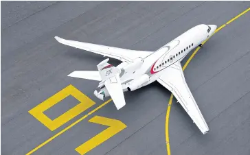  ??  ?? Dassault’s flagship business jet, the Falcon 8X, can carry Thai executives to business facilities in other countries.