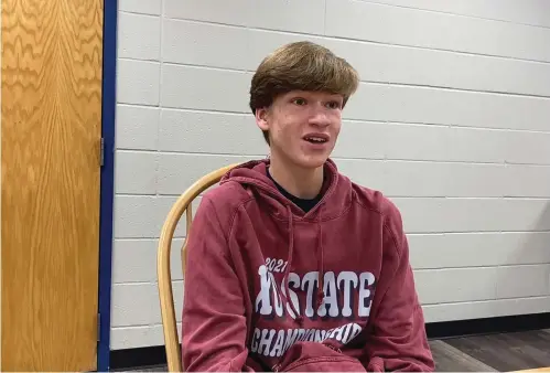  ?? The Sentinel-record/james Leigh ?? ■ Jessievill­e sophomore Kaleb Eskew talks to The Sentinel-record on Dec. 14. Eskew is the All-garland County Cross Country Runner of the Year.