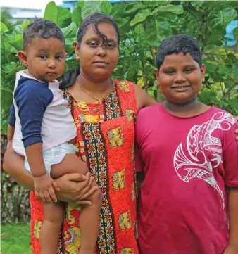  ?? Photo: Kelera Sovasiga ?? 10-year-old Aarav Singh with his mother, Kavita Singh and one-year-nine month-old brother Krishav Singh.