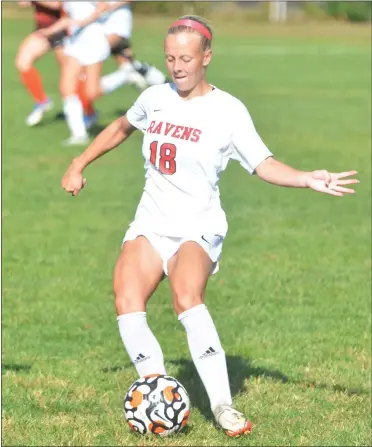  ?? KYLE FRANKO — TRENTONIAN PHOTO ?? Robbinsvil­le’s Kara Keating (18) was voted Midfielder of the Year by the CVC coaches.