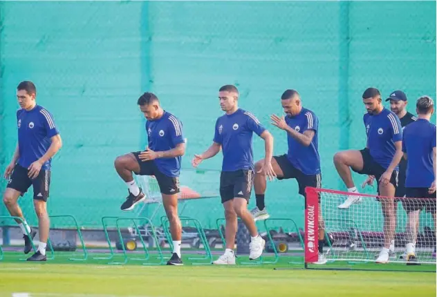  ??  ?? Sharjah players attend a training session ahead of their Arabian Gulf League match on Friday.