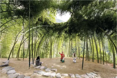  ?? Photo: Handout ?? Bamboo Theatre in Zhejiang is built from a living species of bamboo that can grow when bent and has roots that spread horizontal­ly to create the foundation.