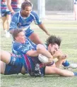  ?? Picture: AAP ?? Anthony Gray scores a try in Ormeau’s defeat.