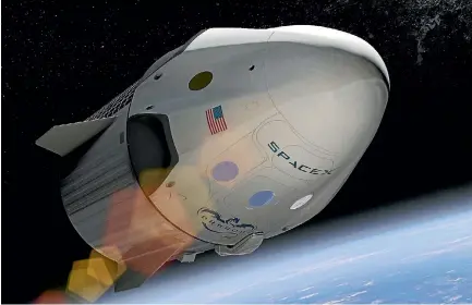  ??  ?? SpaceX says the Dragon capsule it is developing for Nasa astronauts is well suited to a flyby mission to the Moon, carrying two space tourists, which the company is planning for next year.