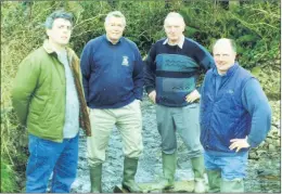  ??  ?? Sean O’Connell, Brian Folwell, Christy O’Connell and Michael Lyons, some of the members of Ballyhooly Trout Anglers Club, who were undertakin­g a clean-up of a spawning stream of the River Blackwater near the village in March 2000.