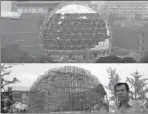  ?? YUAN MUHAN / FOR CHINA DAILY ?? Top: Work proceeded to dismantle the museum’s old dome on July 4. Bottom: The structure was CHENG GONG / FOR CHINA DAILY reduced to a skeleton as of Friday.