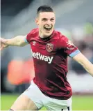  ??  ?? West Ham’s Declan Rice celebrates