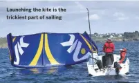  ??  ?? Launching the kite is the trickiest part of sailing