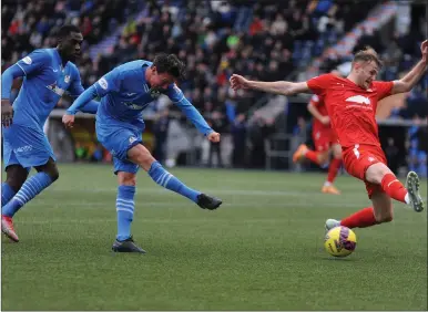  ?? ?? Joe Cardle came close to scoring his 100th career goal on Saturday. Photo: David Wardle.