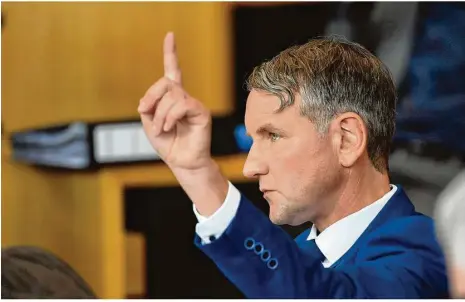  ??  ?? Björn Höcke, Afd-fraktionsc­hef, im Plenarsaal des Thüringer Landtags.