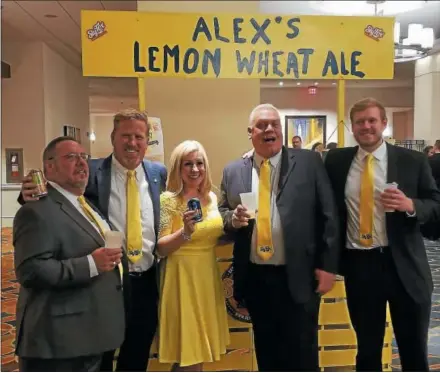  ?? SUBMITTED PHOTO ?? The Sly Fox Brewing Co. team at the 2018 Alex’s Lemonade Stand Foundation Lemon Ball, Sly Fox debuted Alex’s Lemon Wheat Ale. A portion of the proceeds from sale of the beer will be donated to the foundation. Shown here left to right are: Sly Fox...