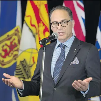  ?? ADRIAN WYLD/THE CANADIAN PRESS ?? Alberta Finance Minister Joe Ceci said in Ottawa on Monday that Alberta, unlike Manitoba, is not looking for additional time to develop regulatory policies on legalized cannabis.