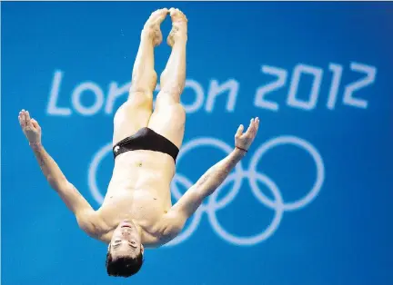  ?? FRANK GUNN/THE CANADIAN PRESS FILES ?? Alexandre Despatie performs a dive during a training session at the London Games in 2012. The three-time world diving champion is retiring after an illustriou­s career that saw him burst on to the internatio­nal scene as a 13-year-old phenomenon.
