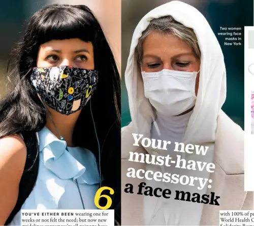  ??  ?? Two women wearing face masks in New York