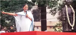  ?? PHOTO: SUBRATA MAJUMDER ?? West Bengal Chief Minister Mamata Banerjee during the annual Martyr's Day rally, in Kolkata on Saturday