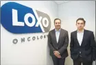  ?? Michael Cummo / Hearst Connecticu­t Media ?? Loxo Oncology founder and CEO Josh Bilenker, left, and Chief Business Officer Jacob Van Naarden inside the company’s headquarte­rs in Stamford.