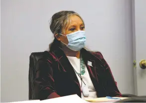  ?? NOEL LYN SMITH/ASSOCIATED PRESS ?? Ex-Navajo Nation Controller Pearline Kirk attends a news conference in Gallup on Friday. The Navajo Nation has filed new criminal complaints against Kirk, alleging she misled tribal officials into hiring a company to do rapid COVID-19 testing.