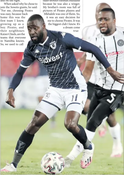  ??  ?? Inspired… Namibian internatio­nal Deon Hotto wants to go down history as one of the greatest for his new club Orlando Pirates.