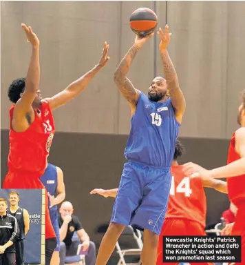  ??  ?? Newcastle Knights’ Patrick Wrencher in action and (left) the Knights’ squad which won promotion last season