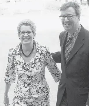  ?? PAT MCGRATH/OTTAWA CITIZEN ?? Ontario Premier Kathleen Wynne was keynote speaker at the Mayor’s Breakfast with Mayor Jim Watson at Ottawa City Hall Thursday. Policy consultant Bob Plamandon comments Watson’s approach to budgeting, but suggests he urge Wynne to change a funding formula that favours Toronto.