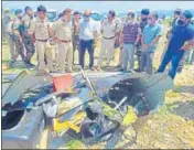  ?? PTI FILE PHOTO ?? The wreckage of Indian Army’s Rudra chopper was located on August 11, nine days after it crashed in the Ranjit Sagar Dam Lake in Jammu’s Kathua district.