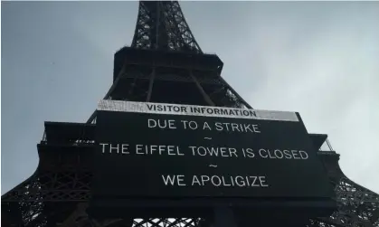  ?? Photograph: Lewis Joly/AP ?? Tourists who had booked tickets to access the 134-year-old monument were told it was shut and they would be contacted by email.