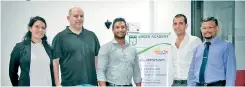  ??  ?? Training team from Jlanka Partner Solar Edge, together with Head of Jlanka Green Academy, Piyadasa Marambage and Jeewaka Galappatht­hi, Business Developmen­t Engineer at Jlanka.