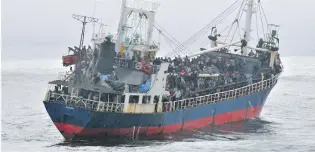  ?? MCPL ANGELA ABBEY, CANADIAN FORCES COMBAT CAMERA ?? The Ocean Lady, at top, appeared off B.C. in October of 2009. MV Sun Sea followed the following August.